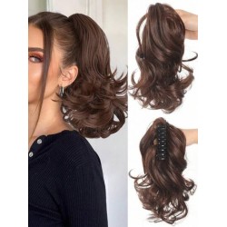 Extensie de par coada ondulata cu cleste 30 cm  Castaniu Mediu Cod SS30529-12